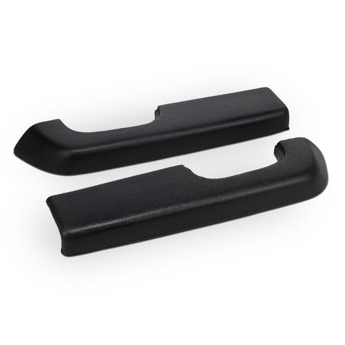 Pair of black arm rest pads with textured surface for 1970s Ford trucks, side view