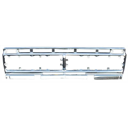 Polished chrome grille shell for 1973-77 Ford truck, close-up front view