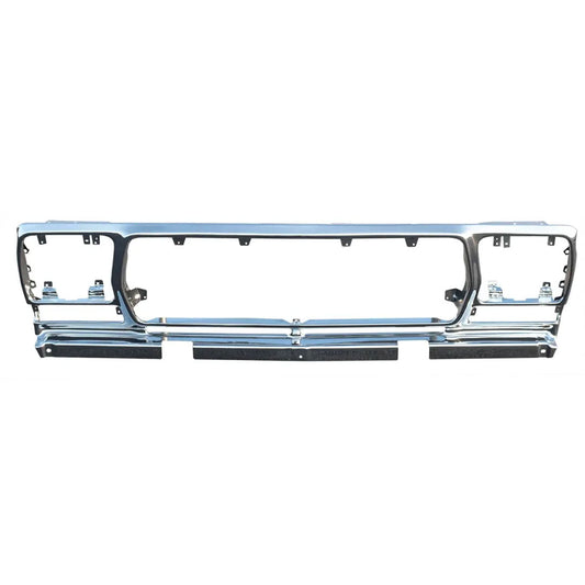 Polished steel grille shell with chrome finish for 1978-79 Ford trucks, front view