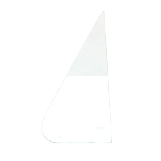 Clear vent window glass for 1970s Ford truck, side view with latch detail