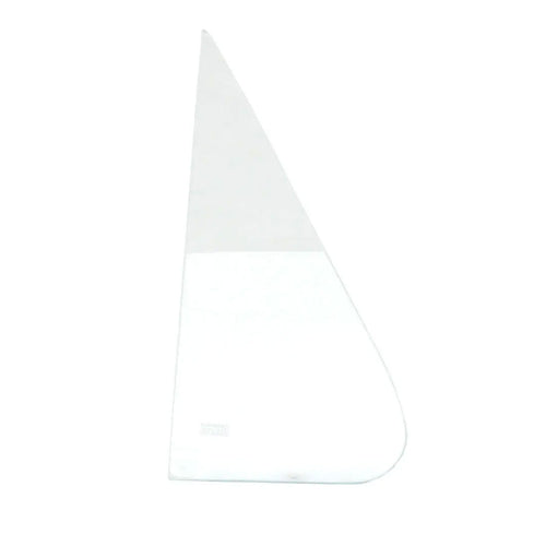 Clear vent window glass for classic Ford truck with metal frame, side view