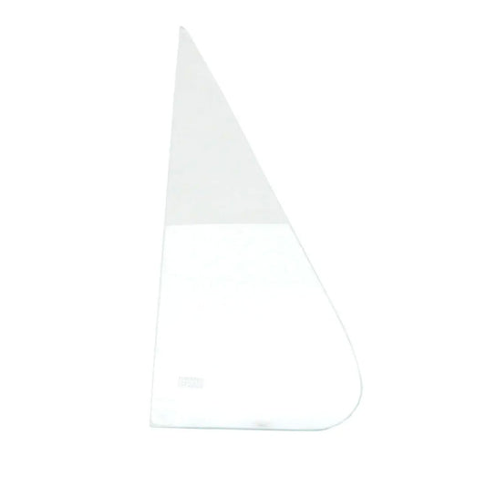 Clear vent window glass for classic Ford truck with metal frame, side view