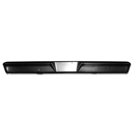 Painted black front bumper with square 90-degree ends for 1967-78 Ford truck, front view