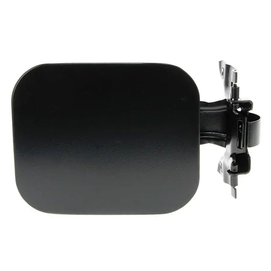 Black paintable metal fuel filler door for 1970s Ford trucks, front view