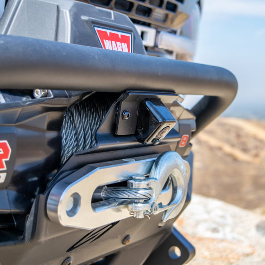 Bronco camera relocation kit with wiring harness and mounting bracket, front view