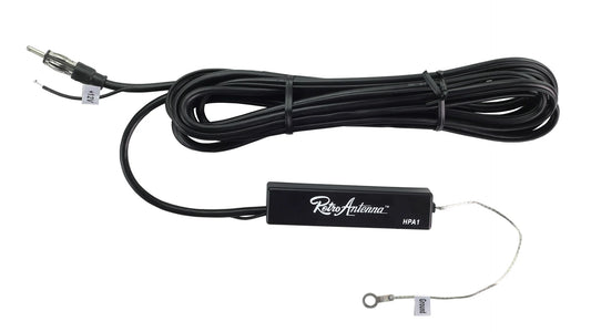 Retro car stereo with hide-away antenna, front view