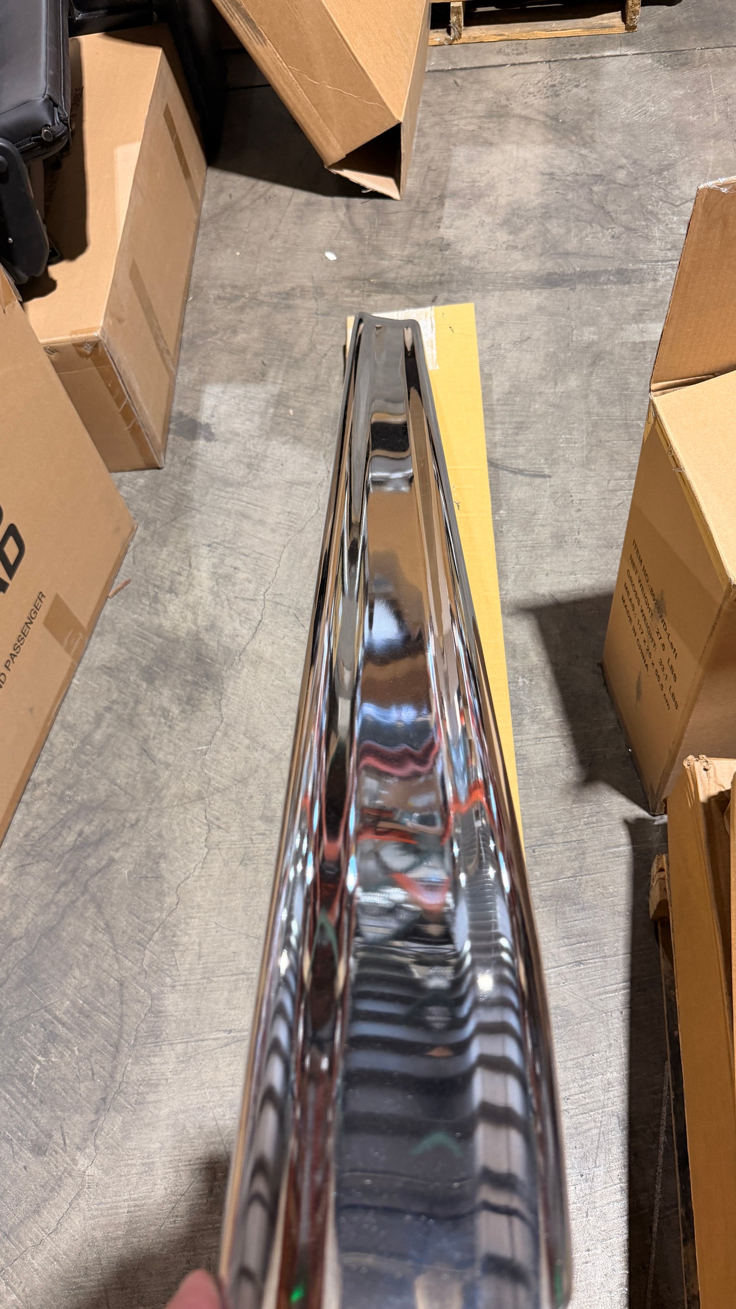 Stock Chrome Bumper, Front or Rear Smooth Without Hole for Bumperettes, 1966-77 Ford Bronco - BLEM AA