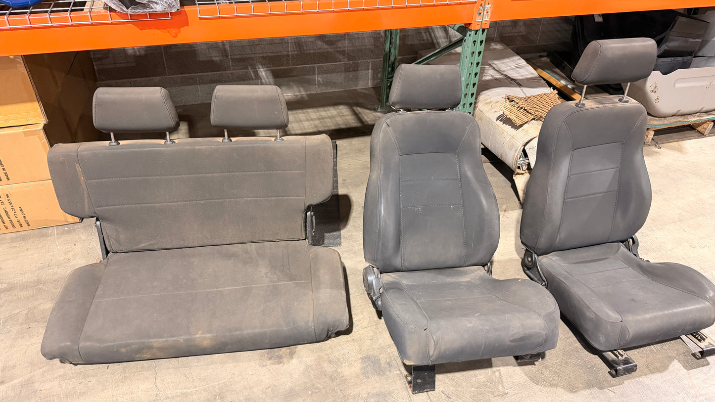 Black Custom Bronco Seats, Front & Rear, 1966-77 Ford Bronco - Used BLEM AA