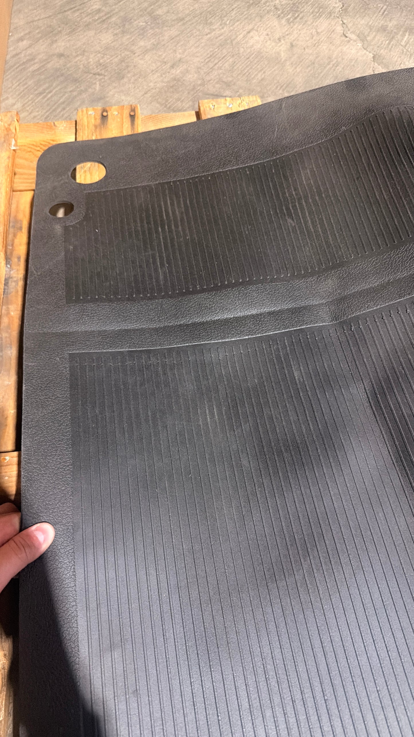 Black Front Floor Mat w/Bronco Script, OE Style for 1966-77 Ford Bronco, BLEM AA