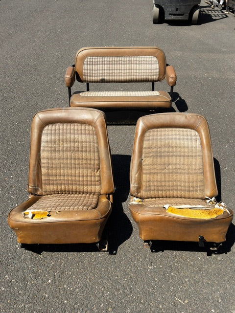 Used Stock OE Full Set of Seats, 1966-77 Ford Bronco AA Brown