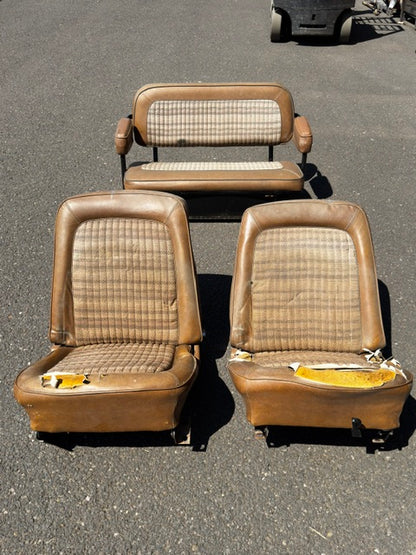 Used Stock OE Full Set of Seats, 1966-77 Ford Bronco AA Brown