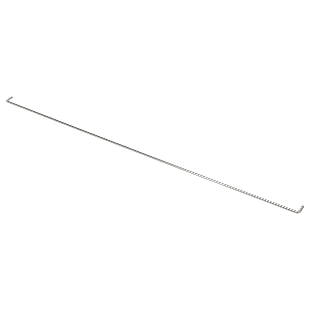 Pair of black steel door rods with mounting hardware for classic Bronco, side view