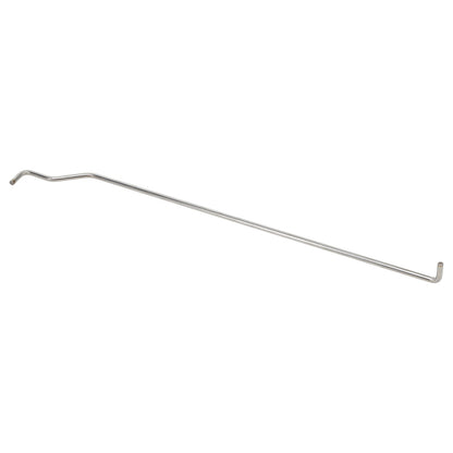 Pair of black steel door rods with mounting hardware for classic truck, front view