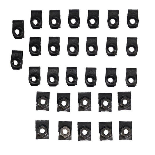 Chrome-plated grille clip nuts for classic Ford Bronco, side view