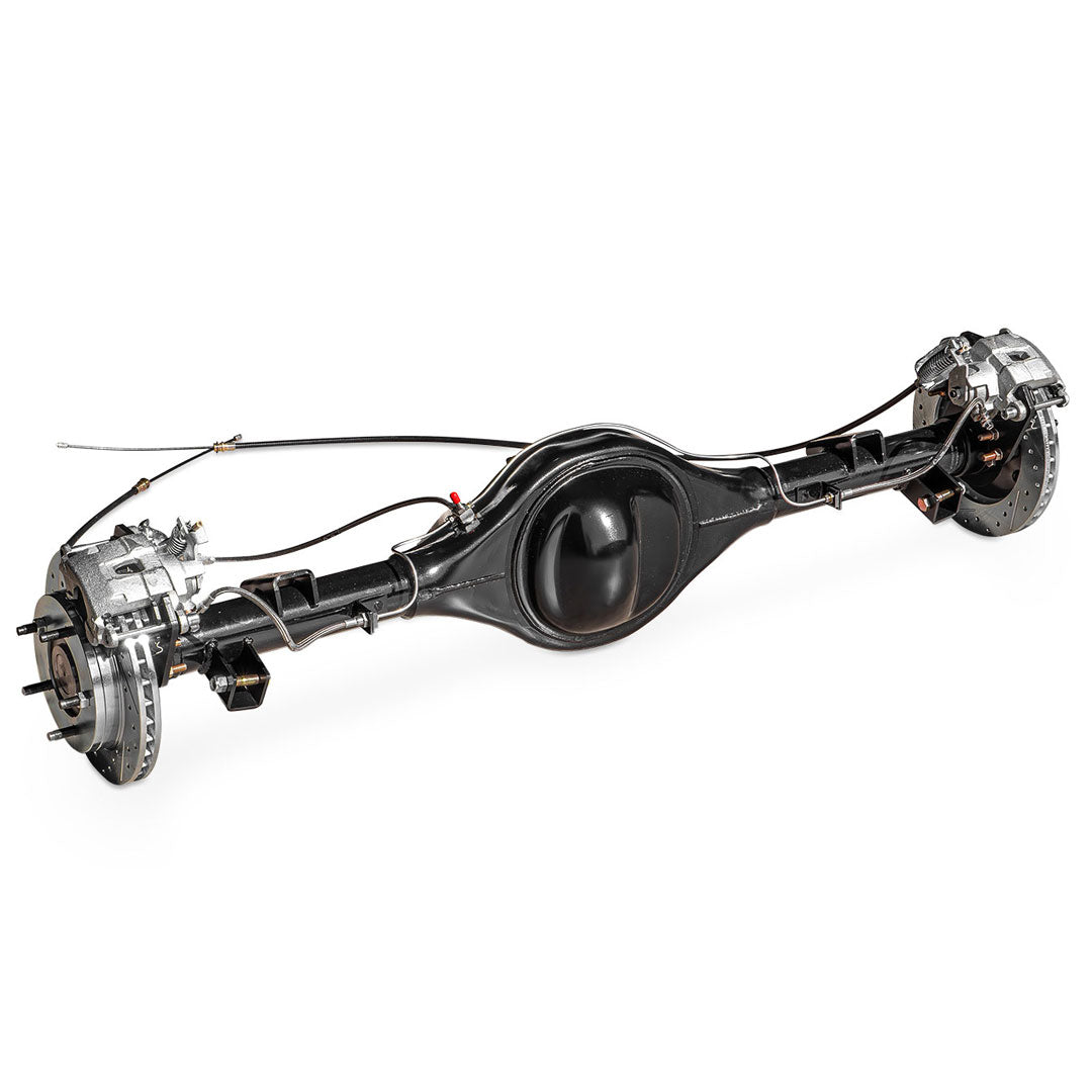 Ford 9-inch rear differential assembly with cast iron housing, side view