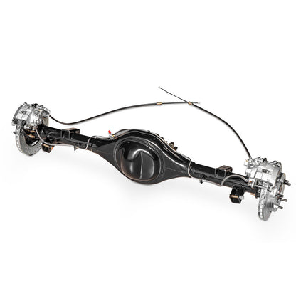 Ford 9-inch rear differential assembly with axle housing and gear set, side view