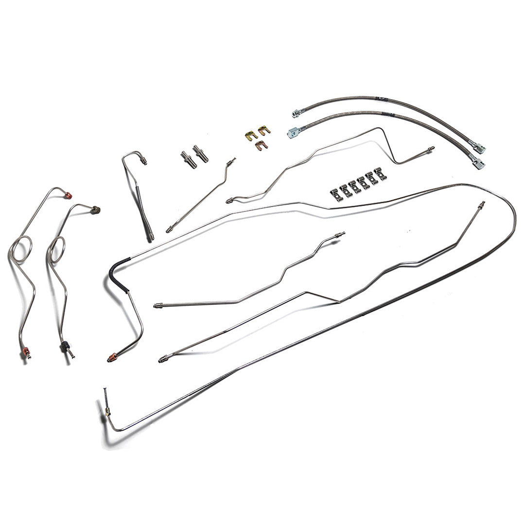 Stainless steel brake line kit with hoses for Dana 44 axle, side view