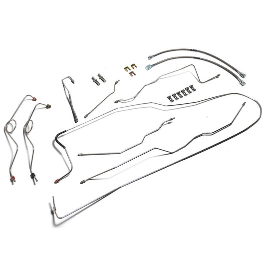 Stainless steel brake line kit with hoses for Dana 44 axle, side view
