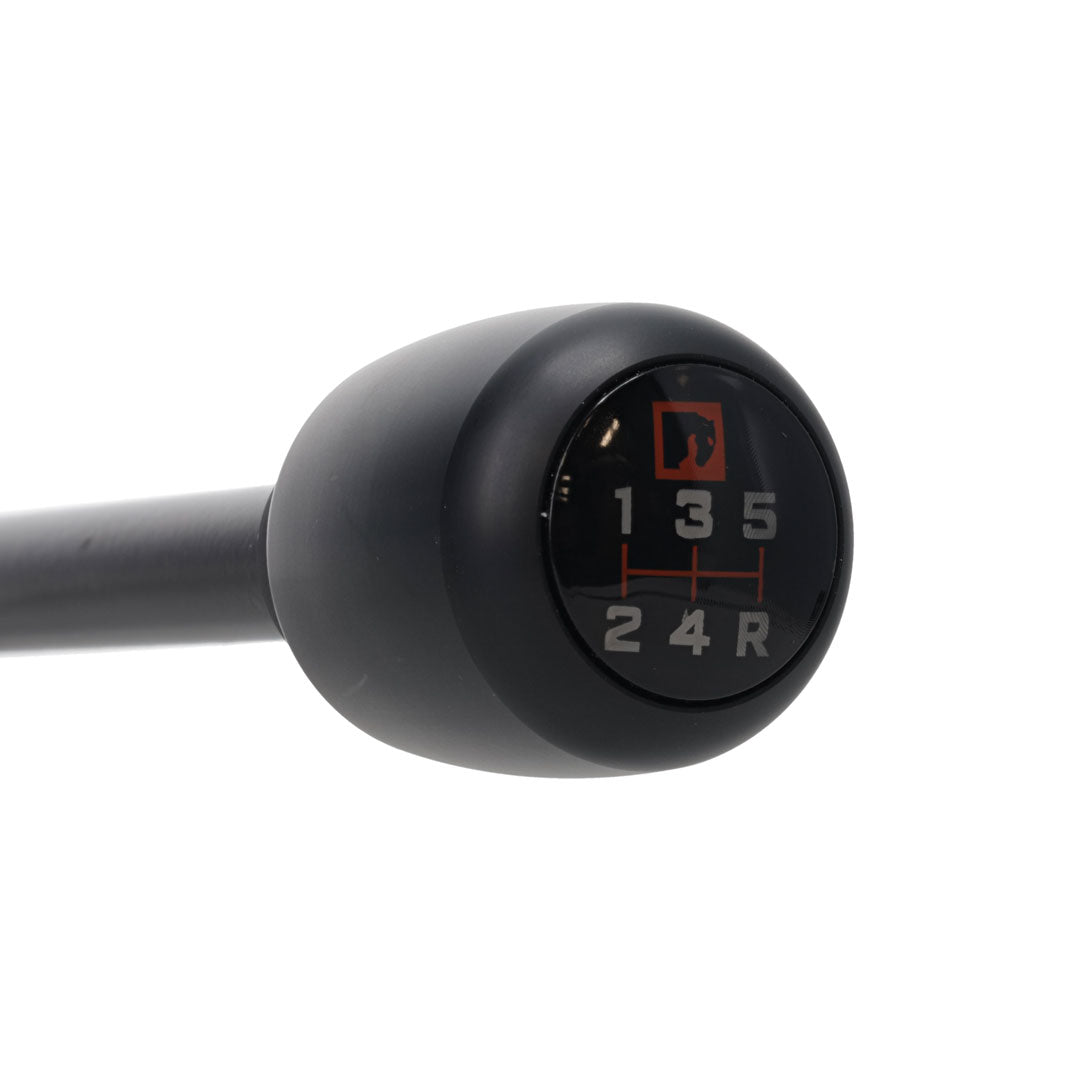 Black shift handle with 5-speed knob for manual transmission, side view