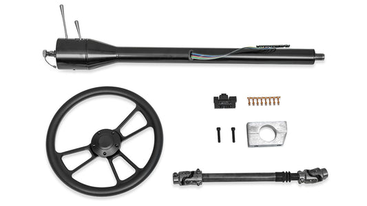 Tilt Column Kit w/Steering Wheel - Black, Manual for Floor Shift