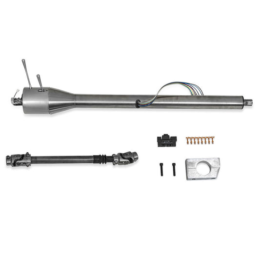 Black tilt steering column with manual floor shift, side view