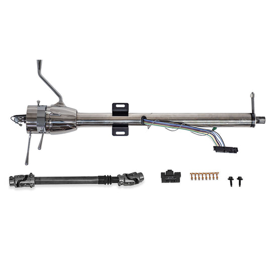 Polished tilt steering column with automatic shifter, side view