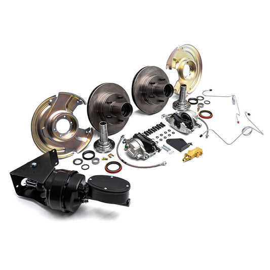 Silver disc brake kit with red calipers for Ford Bronco, front view