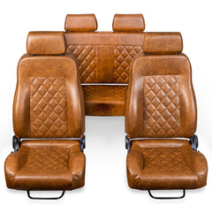 Premium Walnut Diamond Stitched Front & Rear Seats, 1966-77 Ford Bronco