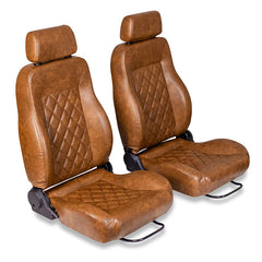 Premium Walnut Diamond Stitched Front Bucket Seats, 1966-77 Ford Bronco