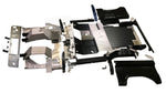 Unassembled steel body tub kit with mounting holes, side view