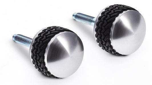 Billet Aluminum Windshield Retaining Knobs w/Tire Tread Grip, 66-77 Ford Bronco