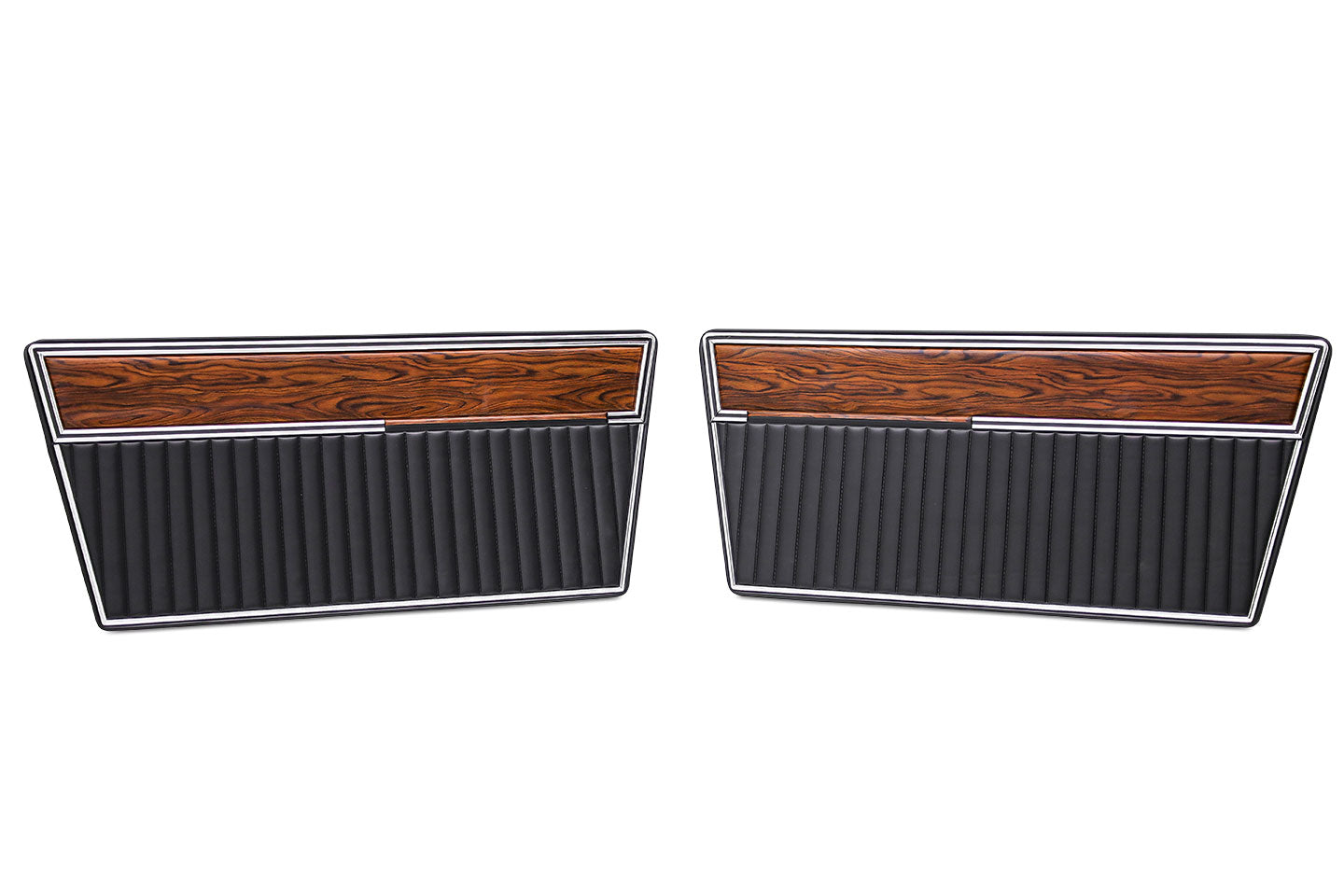 Door Panels - Deluxe, Black w/Woodgrain, Pair, 68-77 Ford Bronco