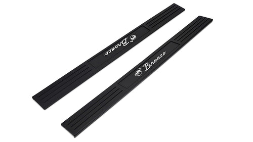 Door Sill Plates - Black Plastic w/ Chrome Bronco Script