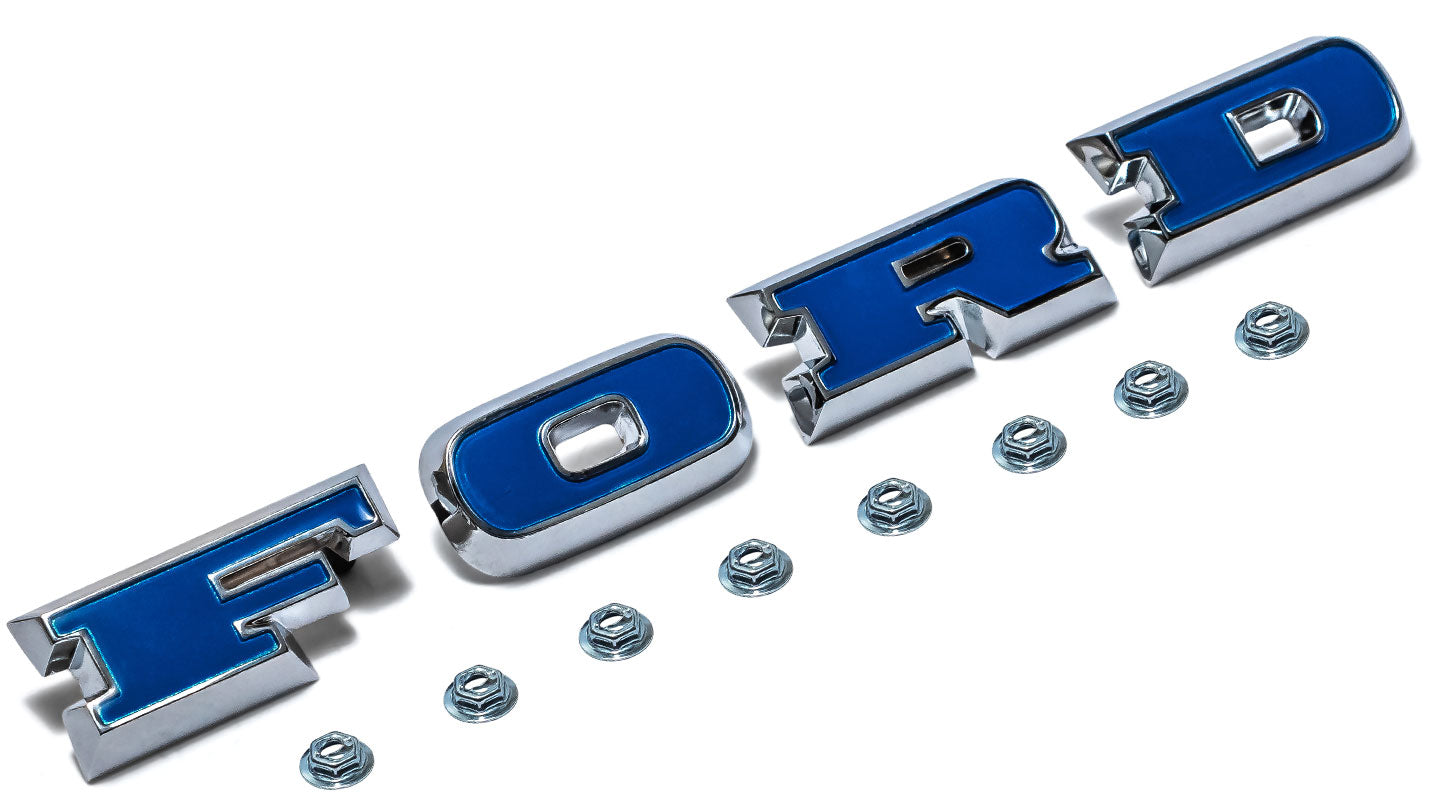 FORD Grille Letters, Blue Inserts, 1966-77 Ford Bronco