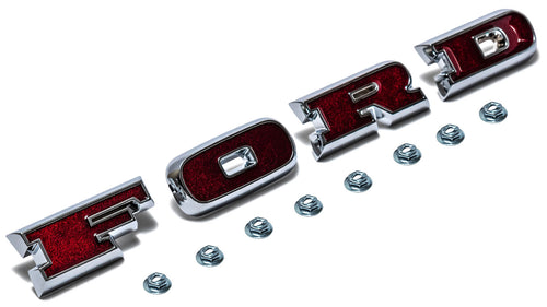FORD Grill Emblem Letters, Deep Red, 66-77 Ford Bronco