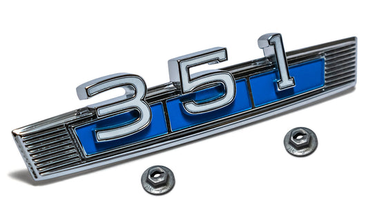 Fender Script - Engine, 351 w/Blue Background