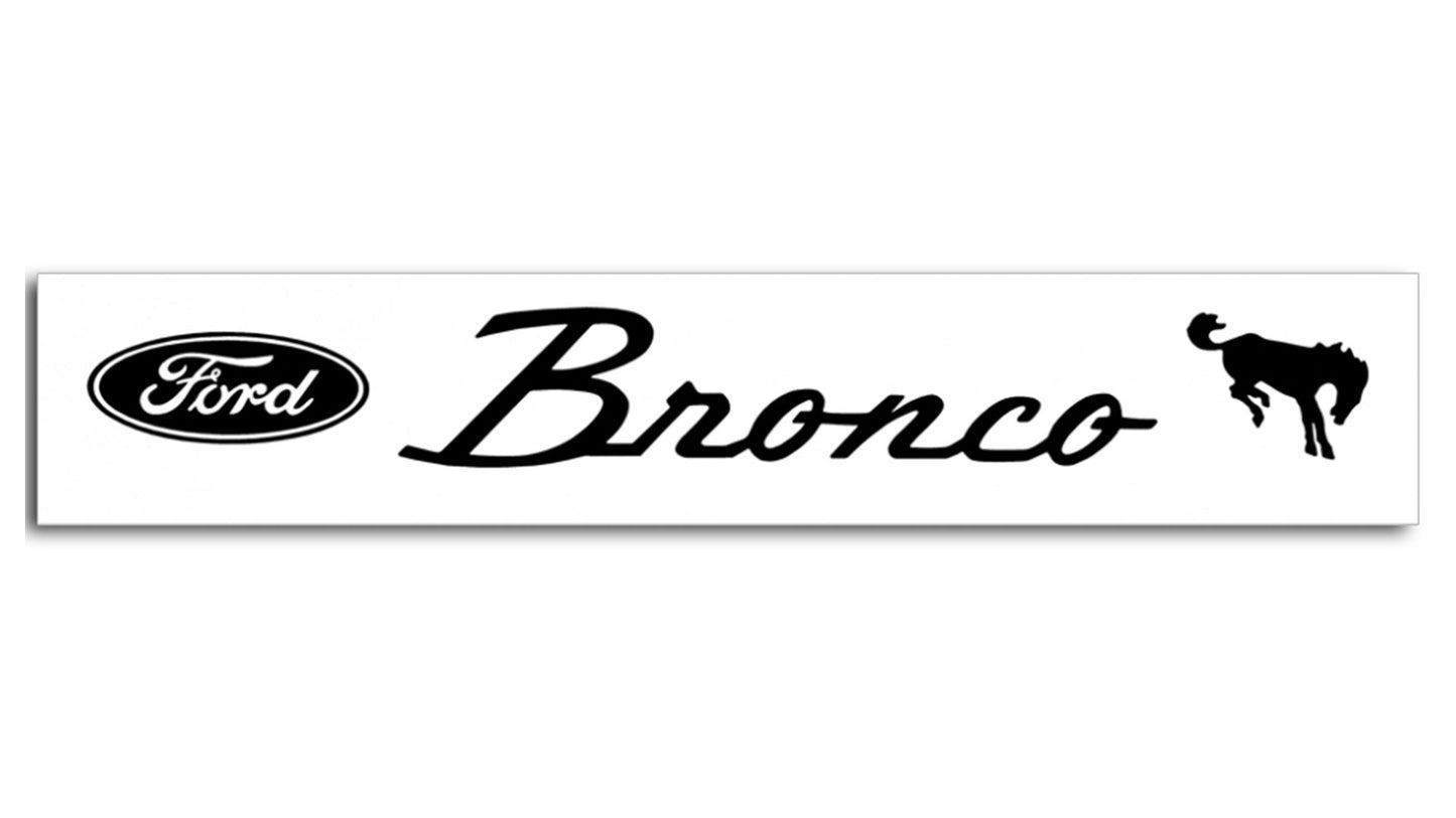 Bronco Windshield Decal w/Ford Oval & Script, Various Colors