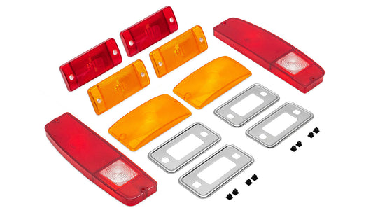 Complete Outer Lens Kit - Taillights, Side Markers w/Bezel, Turn Signals, 70-77 Ford Bronco