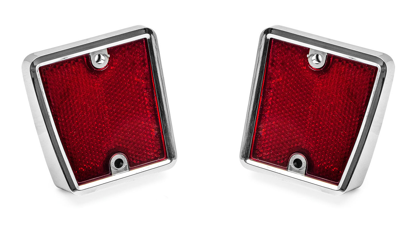 70-77 Ford Bronco Rear Red Reflectors with Chrome