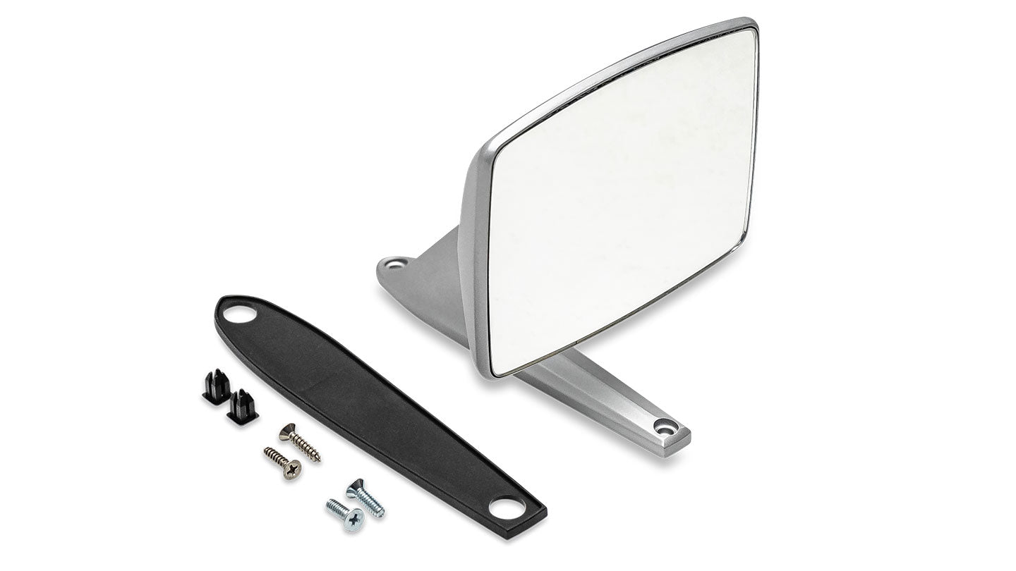 Side Mirror - SILVER SATIN, Driver or Passenger, 68-77 Ford Bronco