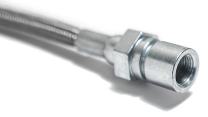 Front Outer Brake Caliper Hose - Braided Stainless, Disc, Driver or Passenger, 76-77 Ford Bronco