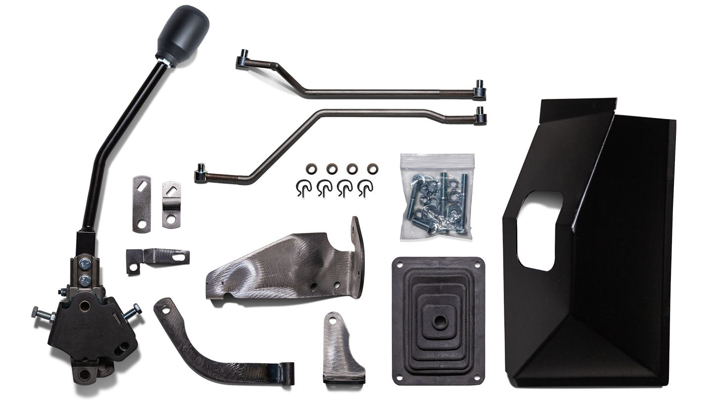 Manual 3 Speed Hurst Floor Shift Kit w/Boot & Tunnel Cover, 6 cylinder
