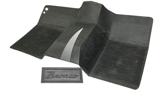 Black Front Floor Mat w/Bronco Script - OE STYLE