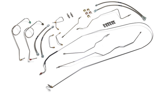 Brake Line Kit w/Hoses & Clips - Dana 44, Stainless, 71-75 Ford Bronco