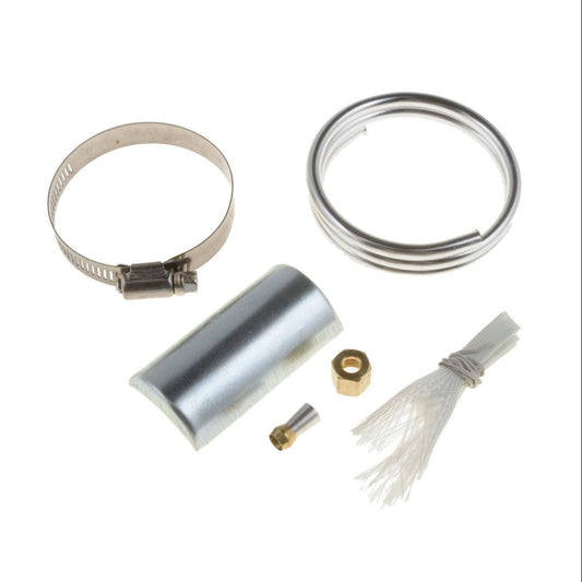 Steel choke heater tube kit with mounting bracket, side view