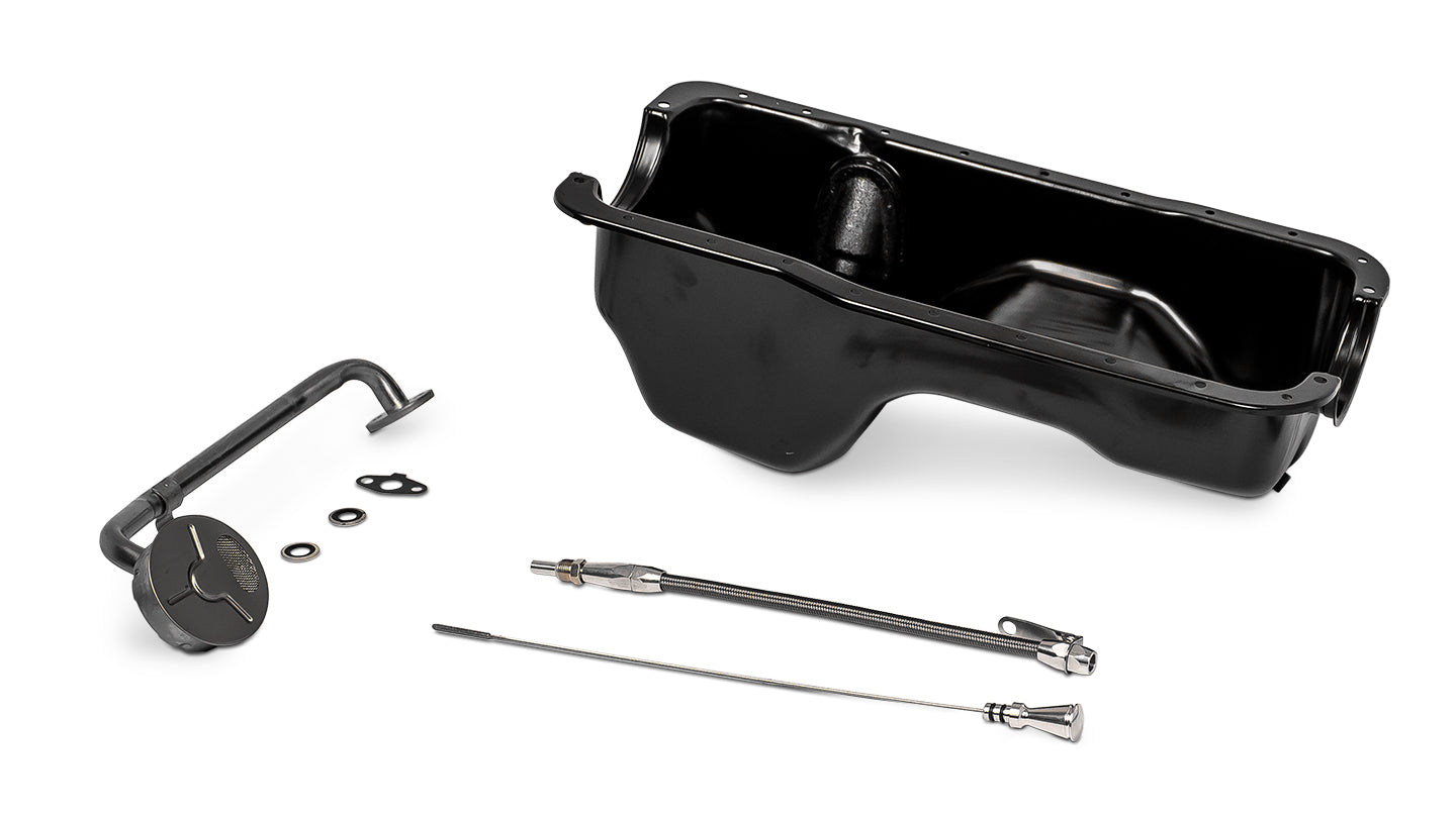 Oil Pan Kit w/Braided Stainless Dipstick & Tube - 289/302 V8