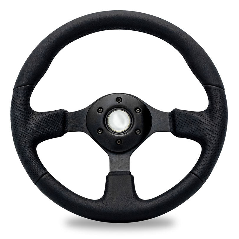 Black Steering Wheel w/Leather Wrap, 66-77 Ford Bronco