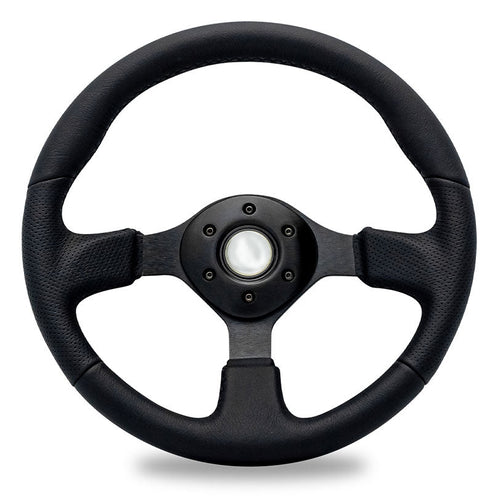 Black Steering Wheel w/Leather Wrap, 66-77 Ford Bronco