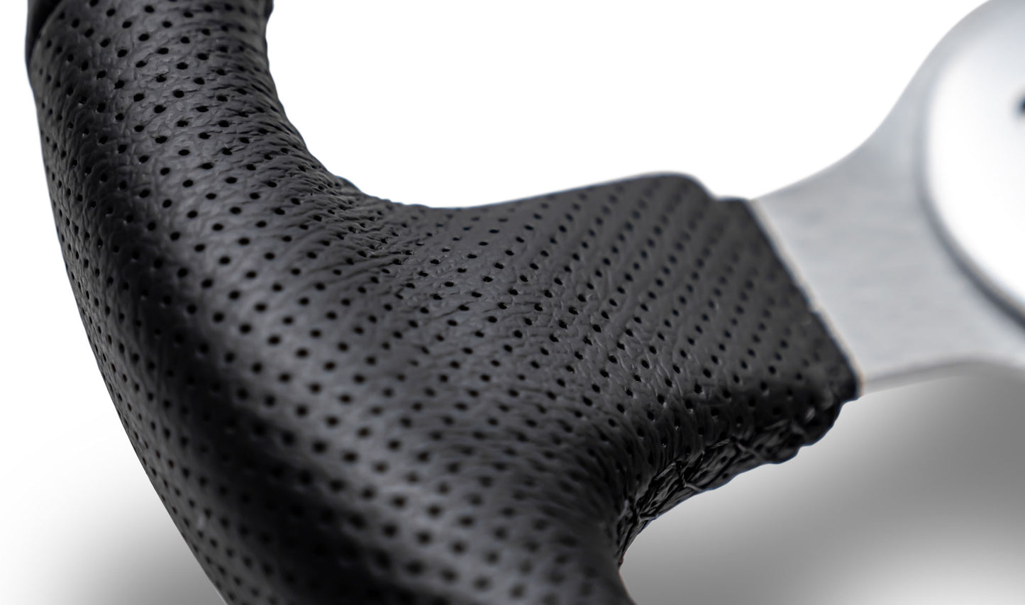 Silver Steering Wheel w/Black Leather Wrap