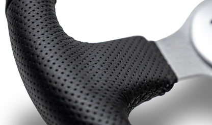 Silver Steering Wheel w/Black Leather Wrap